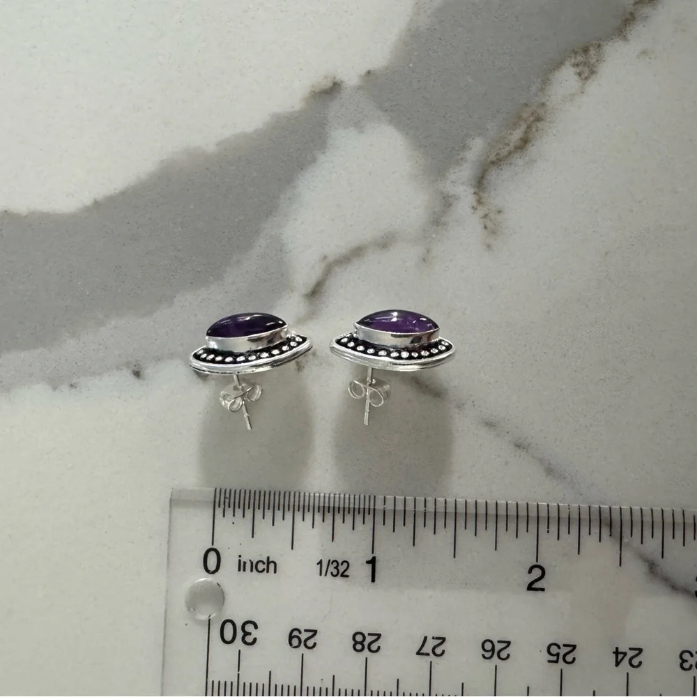 NWOT Sundance Cave Cavern Earrings, Amethyst, Sterling Silver